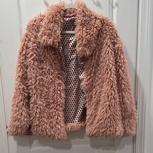 Vintage Pink Faux Fur Coat